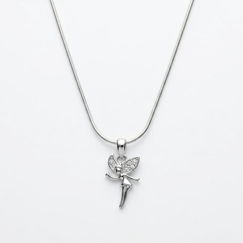 Fairy Angel CZ Silver Pendant Necklace