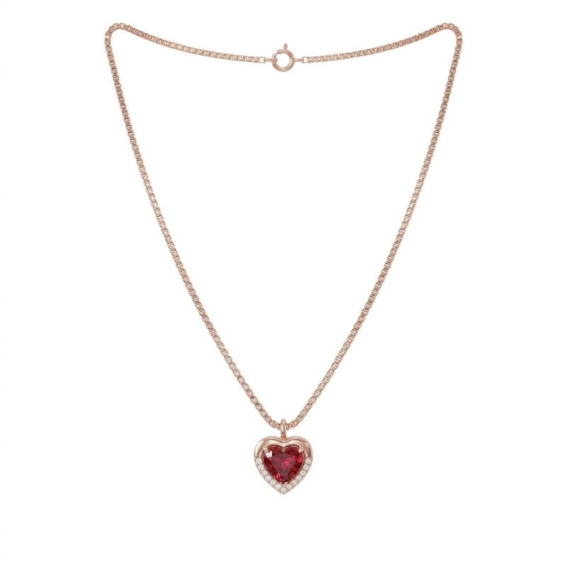 Rose Gold Heart Crystal Silver Necklace