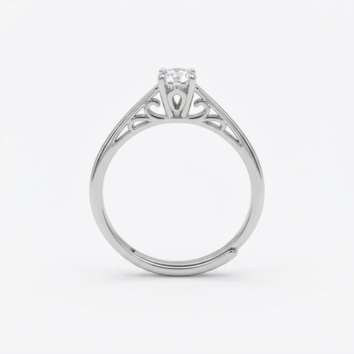 Elegant Solitaire CZ Adjustable Silver Ring