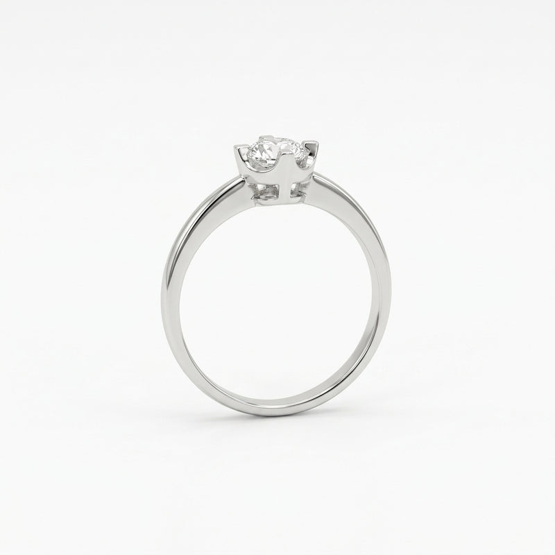Classic Solitaire CZ Adjustable Silver Ring