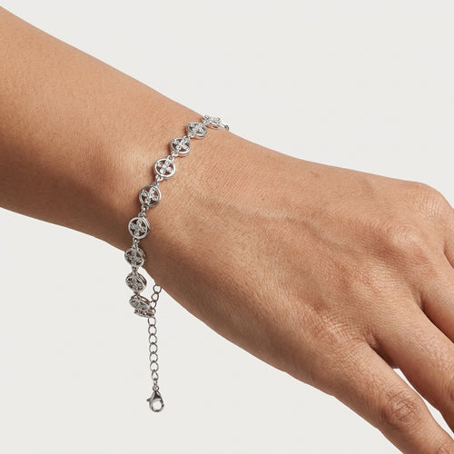 Floral CZ Silver Bracelet