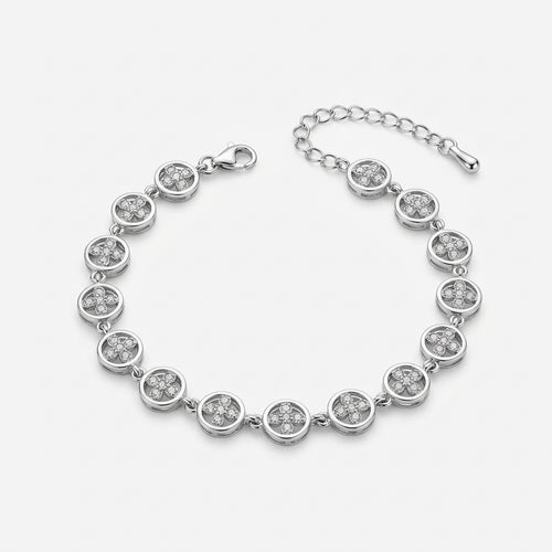 Floral CZ Silver Bracelet