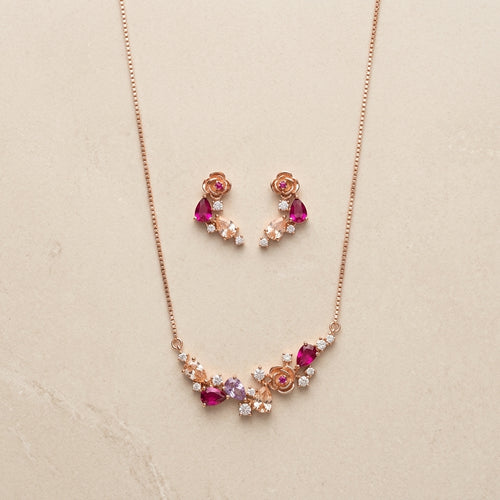 Floral Multi-Stone Necklace Set