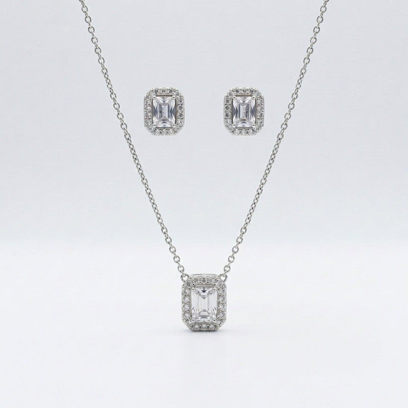 Emerald Cut Pendant Set