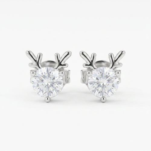 Starlight Deer Silver Stud Earrings