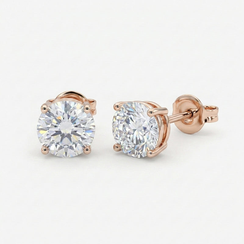 Rosé Aura Solitaire Silver Stud Earrings