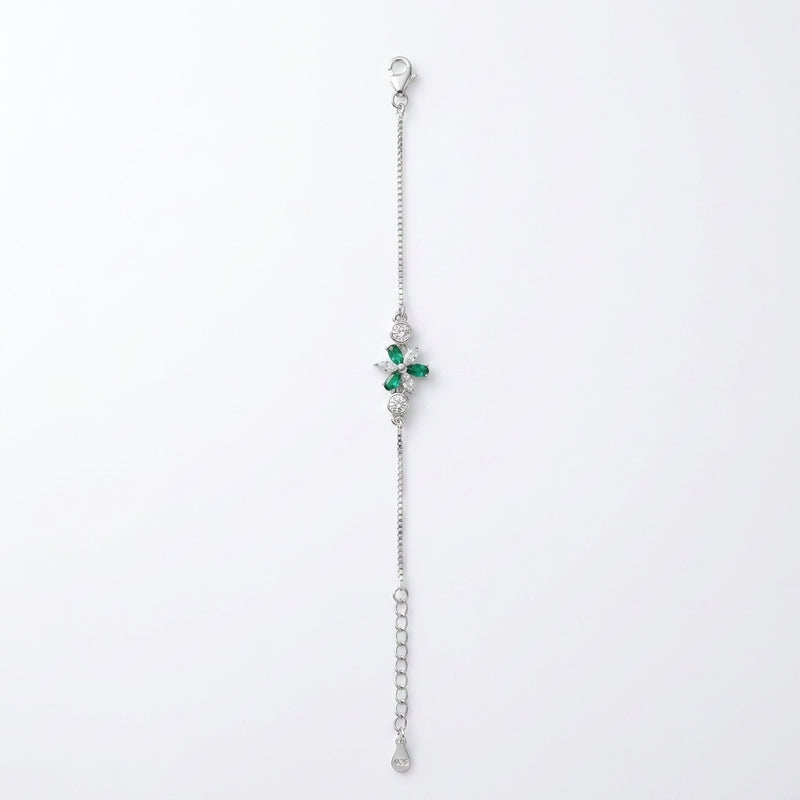 Emerald Blossom Silver Bracelet