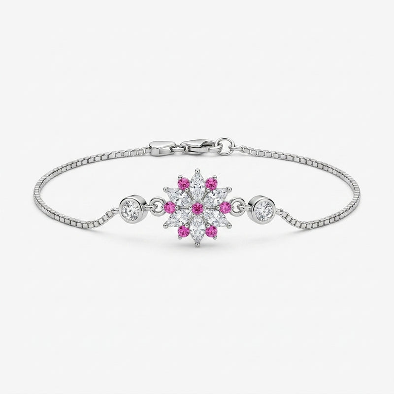 Pink Blossom Silver Bracelet