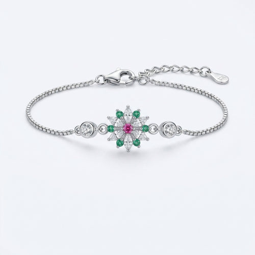 Emerald Blossom Silver Bracelet