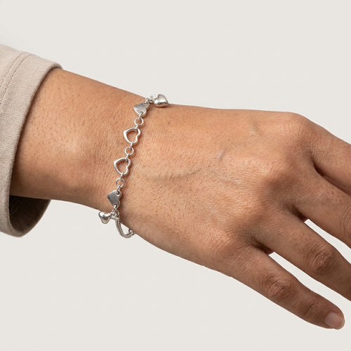 Linked Hearts Silver Bracelet