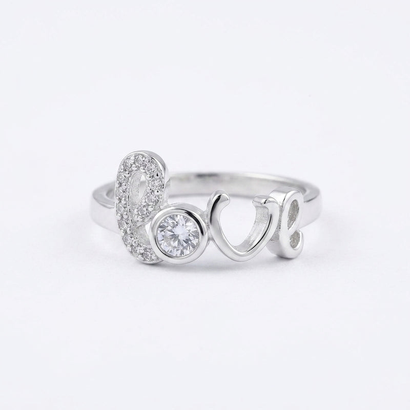 Amora Script Silver Ring