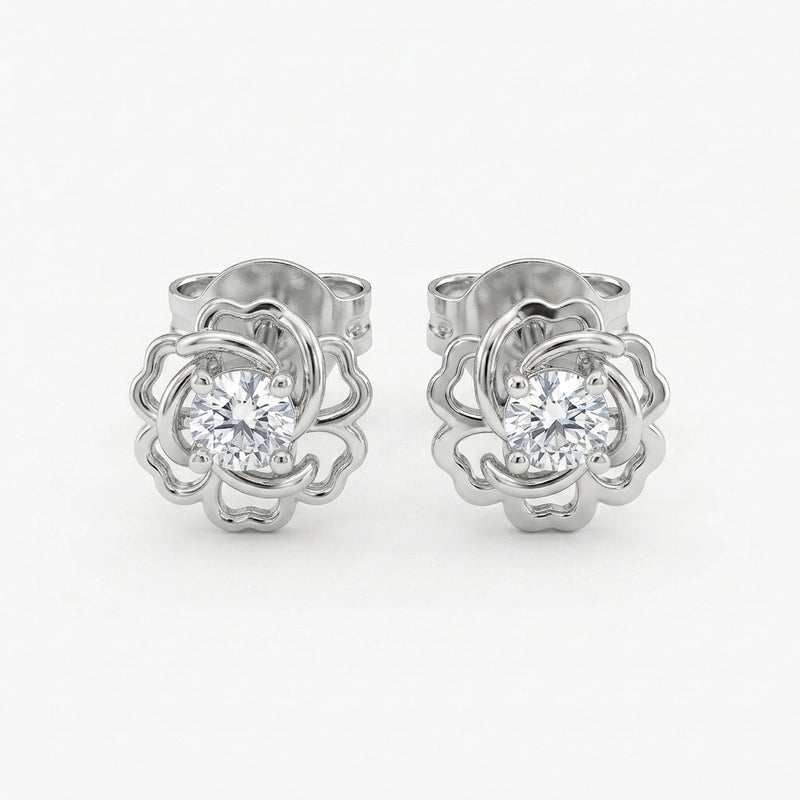 Flora Bloom Silver Stud Earrings