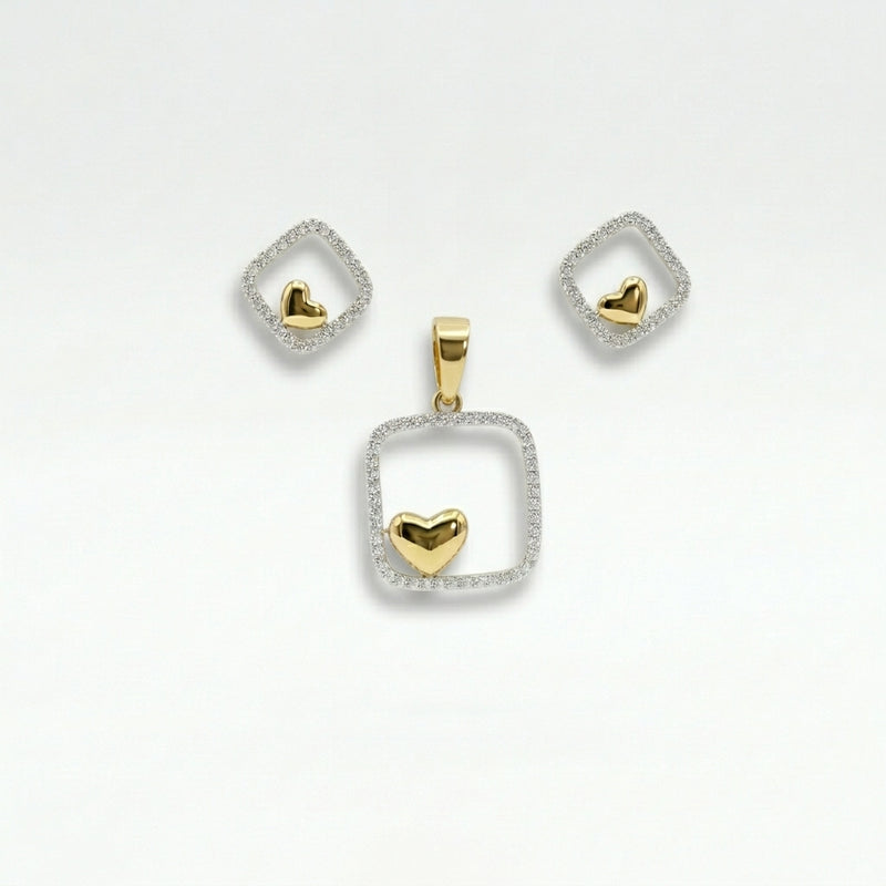 Minimal Square CZ Pendant Set
