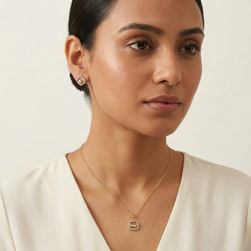 Minimal Square CZ Pendant Set