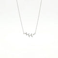 Minimal Leaf CZ Silver Chain Necklace