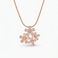 Rose Gold Floral CZ Silver Pendant with Chain