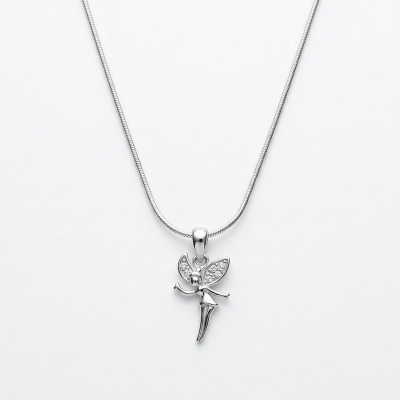 Fairy Angel CZ Silver Pendant Necklace