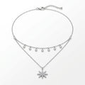 Layered Star Charm Silver Necklace
