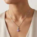 Floral Crystal Drop Silver Necklace