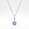 Floral Crystal Drop Silver Necklace