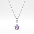 Floral Crystal Drop Silver Necklace