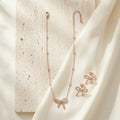 Elegant Bow CZ Rose Gold Necklace & Earrings Set