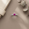 Ruby Center CZ Band Silver Ring