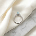 Oval Blue CZ Dual Band Silver Ring