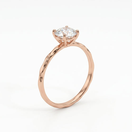 Rose Gold Solitaire CZ Adjustable Silver Ring