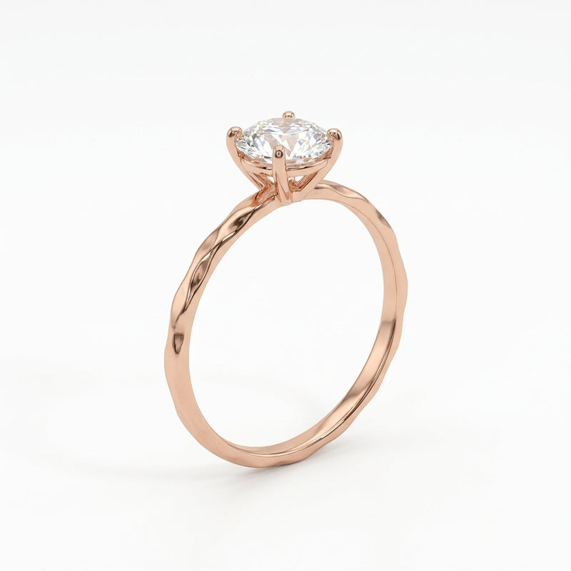 Rose Gold Solitaire CZ Adjustable Silver Ring