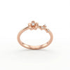Rose Gold Floral CZ Adjustable Silver Ring