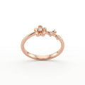 Rose Gold Floral CZ Adjustable Silver Ring