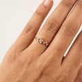 Rose Gold Floral CZ Adjustable Silver Ring
