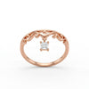Rose Gold Dangle Charm CZ Adjustable Silver Ring