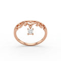 Rose Gold Dangle Charm CZ Adjustable Silver Ring
