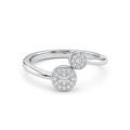 Dual Halo CZ Adjustable Silver Ring