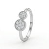 Dual Halo CZ Adjustable Silver Ring
