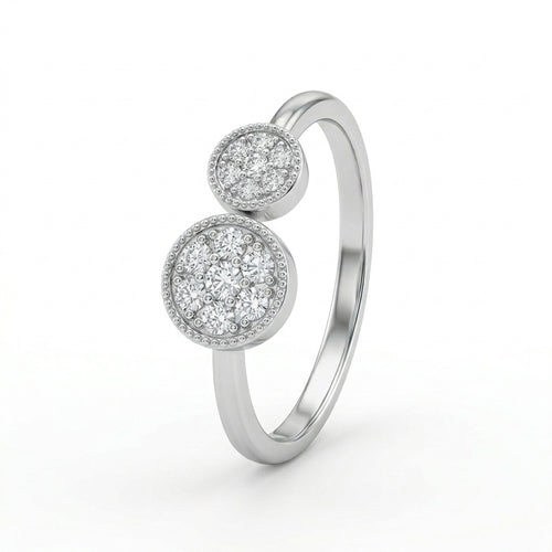 Dual Halo CZ Adjustable Silver Ring
