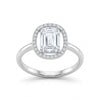 Emerald Cut CZ Halo Silver Ring