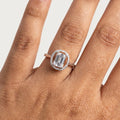 Emerald Cut CZ Halo Silver Ring