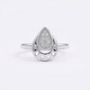 Dual Tone Teardrop CZ Silver Ring