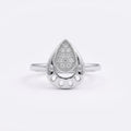 Dual Tone Teardrop CZ Silver Ring
