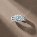 Aqua Halo CZ Silver Ring