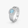Aqua Halo CZ Silver Ring