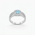 Aqua Halo CZ Silver Ring