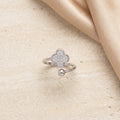 Clover Spark CZ Adjustable Silver Ring