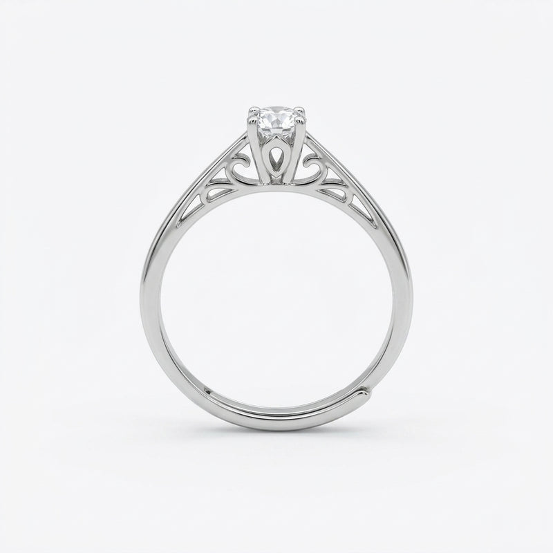 Elegant Solitaire CZ Adjustable Silver Ring