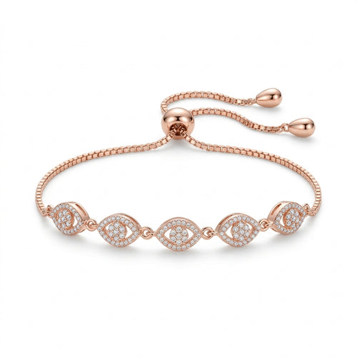 Evil Eye CZ Adjustable Silver Bracelet