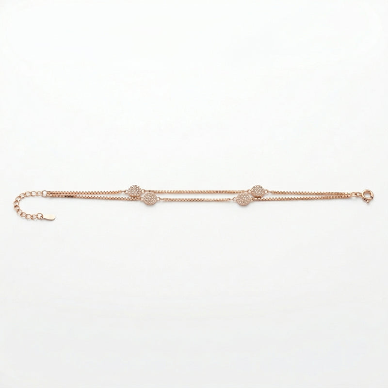 Double Layer CZ Silver Bracelet