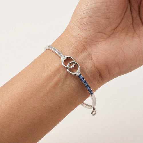 Interlock CZ Silver Bracelet
